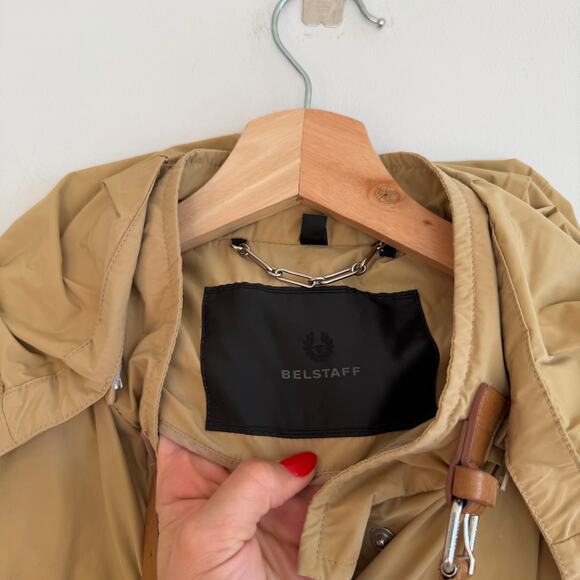 Belstaff Zip Up Utility Long Waxed Field Jacket British Khaki - Picture 4 of 14